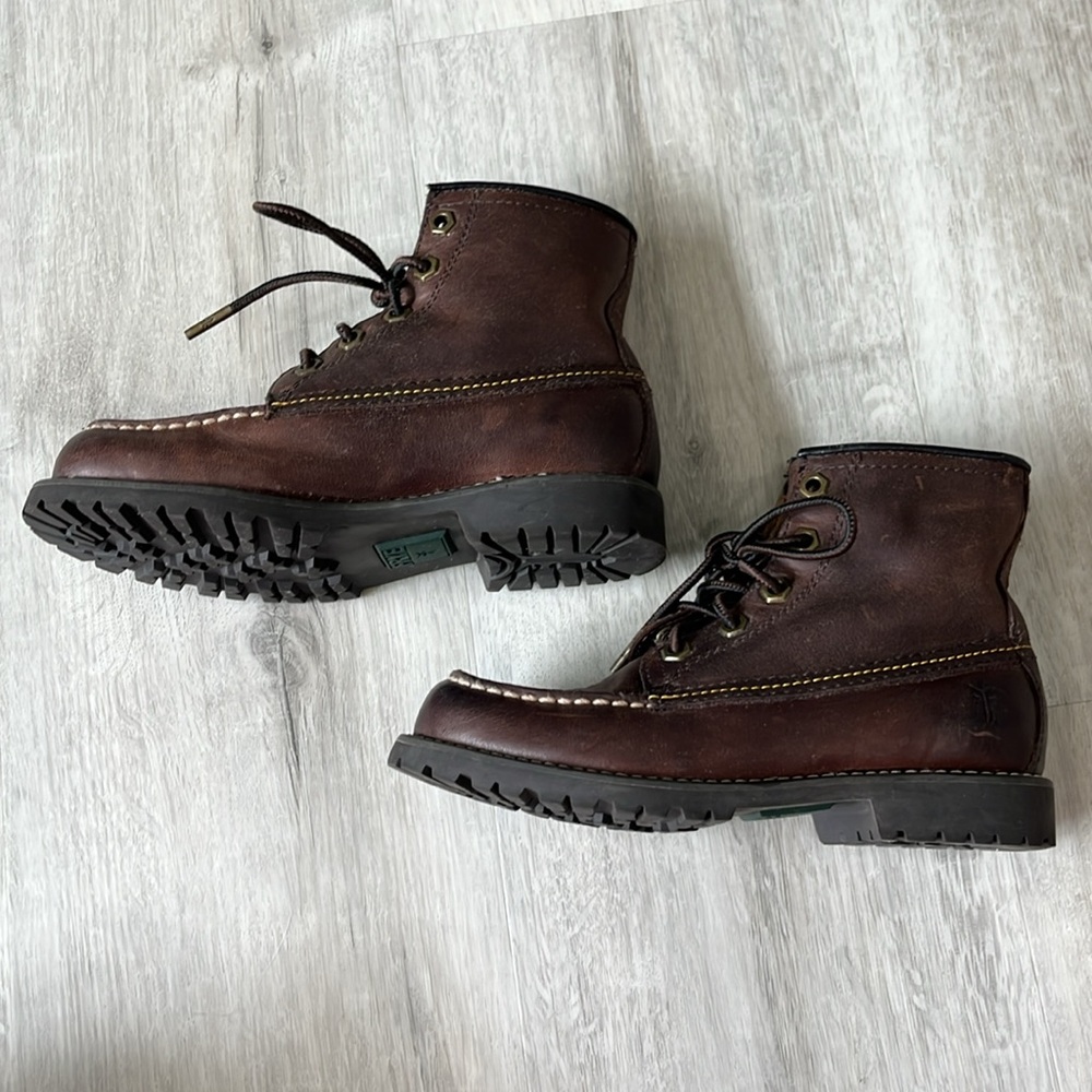 Frye Dakota Mid Lace Up Tie Leather Boots Brown Boys Unisex Youth 13.5 - Picture 8 of 11